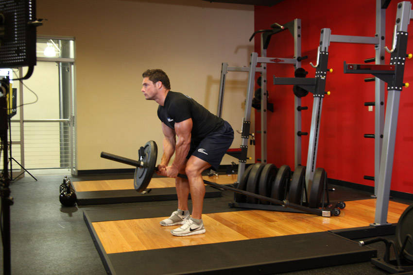 Bent Over Two-Arm Long Bar Row — starting position