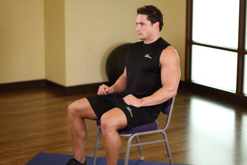 Chair Upper Body Stretch — starting position