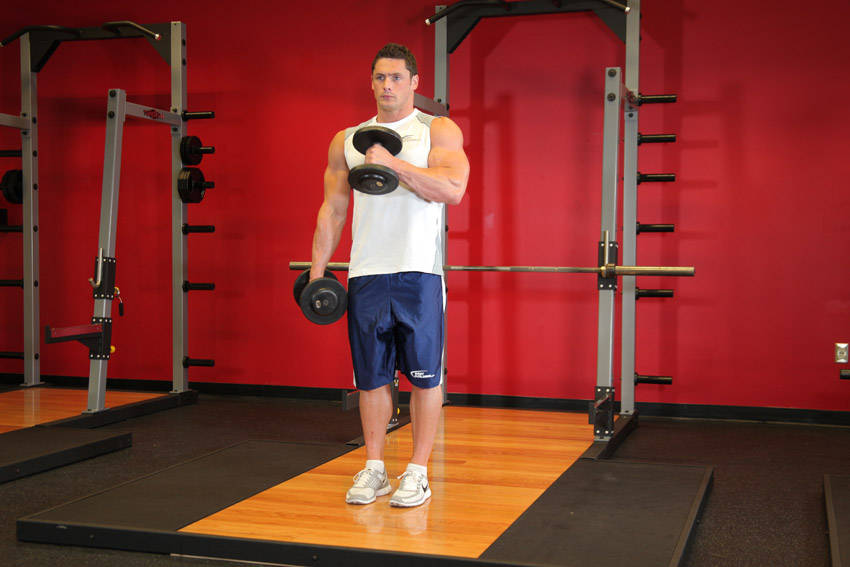 Cross Body Hammer Curl — end position