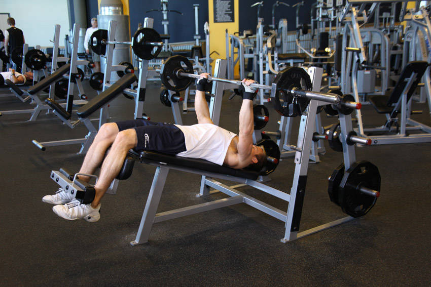 Decline Barbell Bench Press — end position