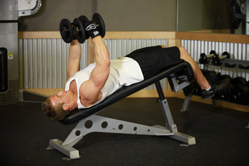Decline Dumbbell Flyes — starting position