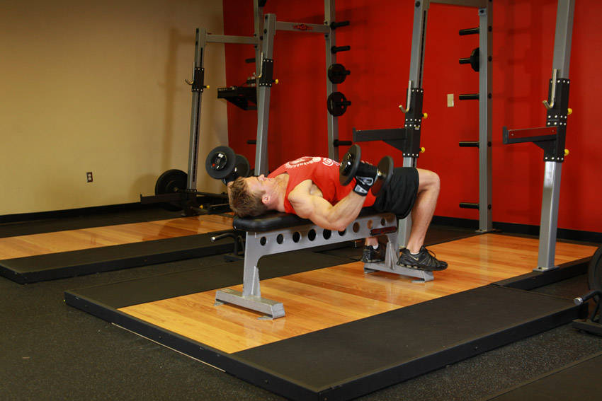 Dumbbell Flyes — end position