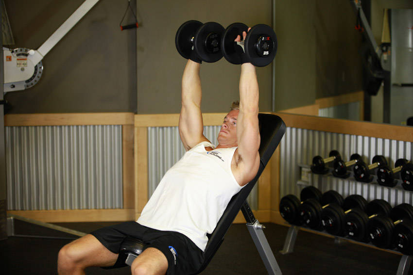 Dumbbell Incline Shoulder Raise — starting position