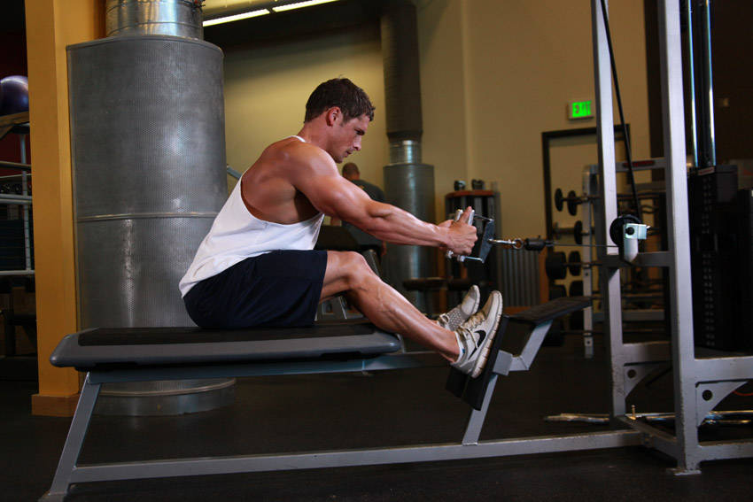 Elevated Cable Rows — starting position
