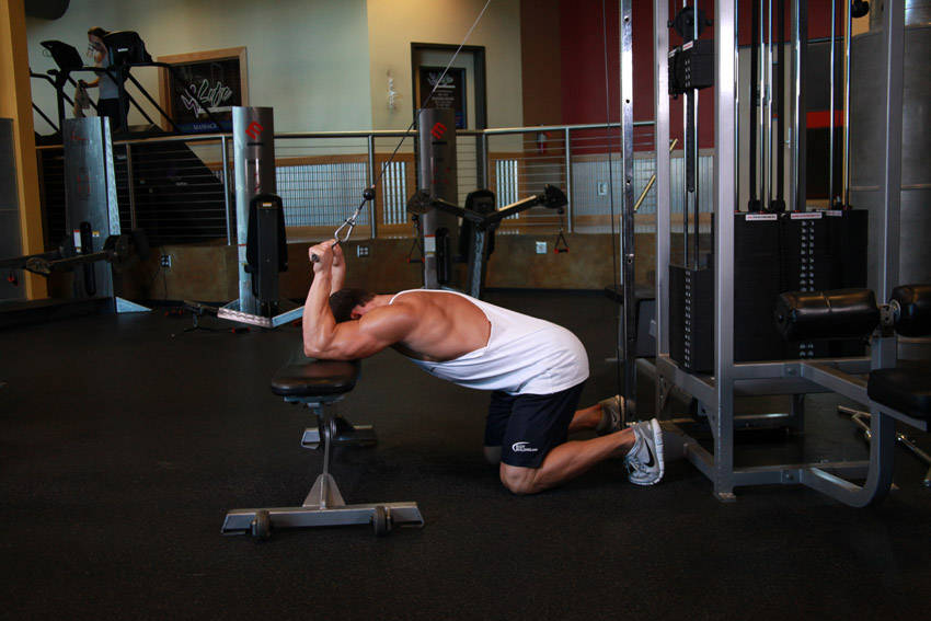Kneeling Cable Triceps Extension — starting position