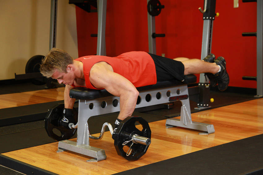 Lying Cambered Barbell Row — starting position