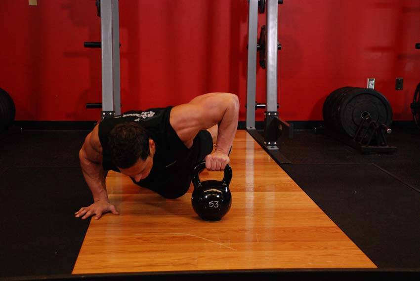 Plyo Kettlebell Pushups — starting position