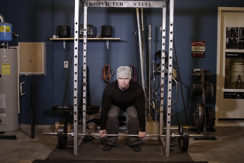 Reverse Band Deadlift — starting position