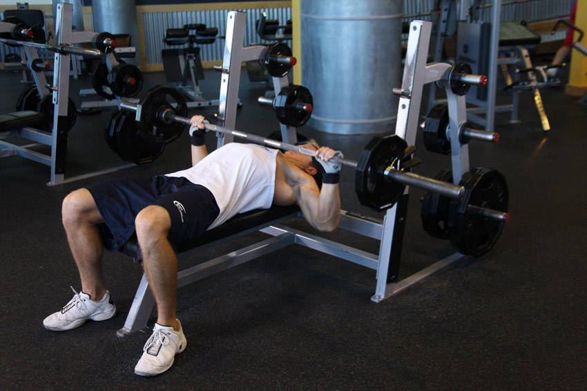 Wide-Grip Barbell Bench Press — end position