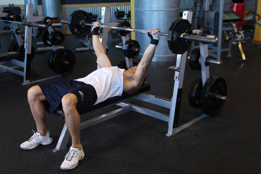 Wide-Grip Barbell Bench Press — starting position
